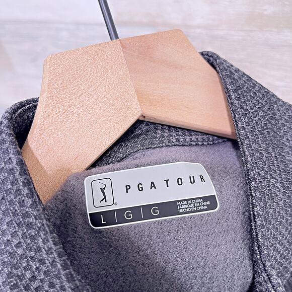 PGA Tour 1/4 Zip Tech Fleece Sweatshirt Gray Golf Pockets Stretch Womens Large - Picture 6 of 8